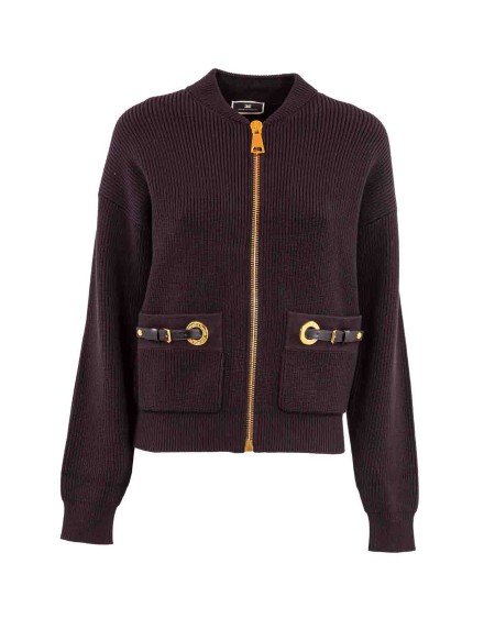 Shop ELISABETTA FRANCHI  Maglia: Elisabetta Franchi bomber in viscosa con cinturini sulle tasche.
Bomber in viscosa punto pannocchia con chiusura frontale con zip e spalle scese.
È caratterizzato da cinturini in ecopelle sulle tasche.
Zip e accessorio in metallo dorato.
Composizione: 70% Viscosa 30% Poliestere.
Fabbricato in Italia.. MK20S41E2-110